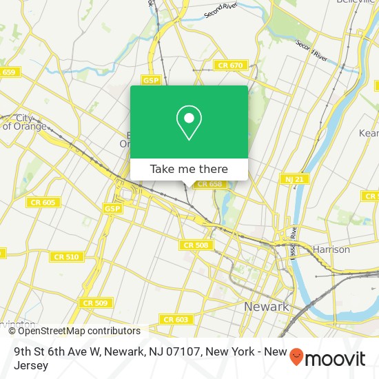 9th St 6th Ave W, Newark, NJ 07107 map