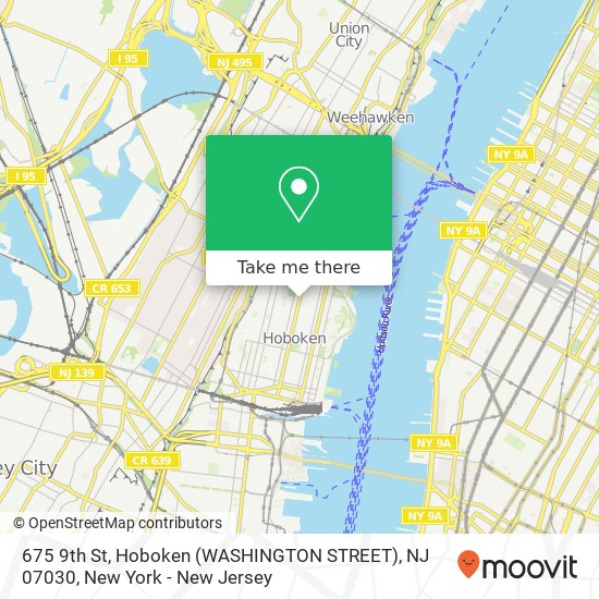 Mapa de 675 9th St, Hoboken (WASHINGTON STREET), NJ 07030