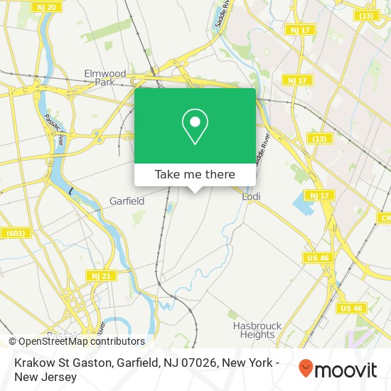 Krakow St Gaston, Garfield, NJ 07026 map