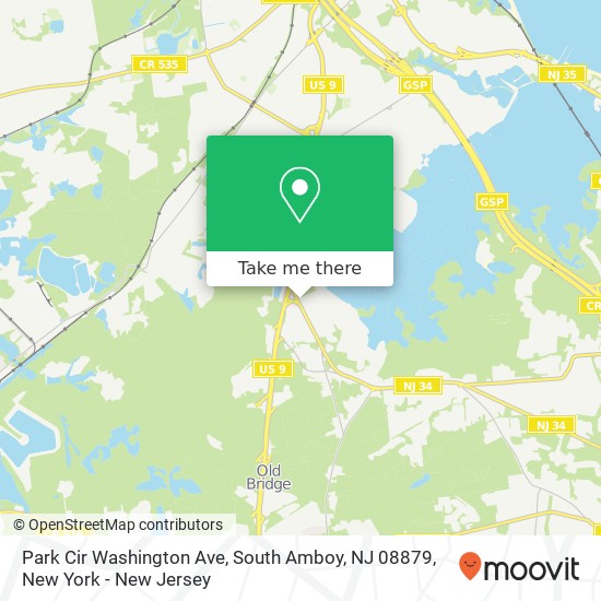 Mapa de Park Cir Washington Ave, South Amboy, NJ 08879