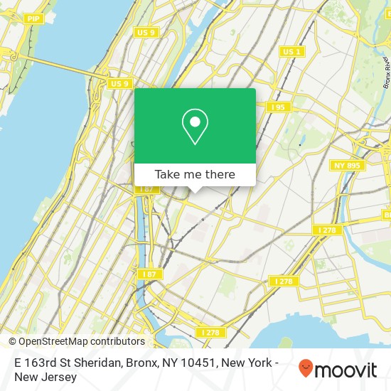 Mapa de E 163rd St Sheridan, Bronx, NY 10451