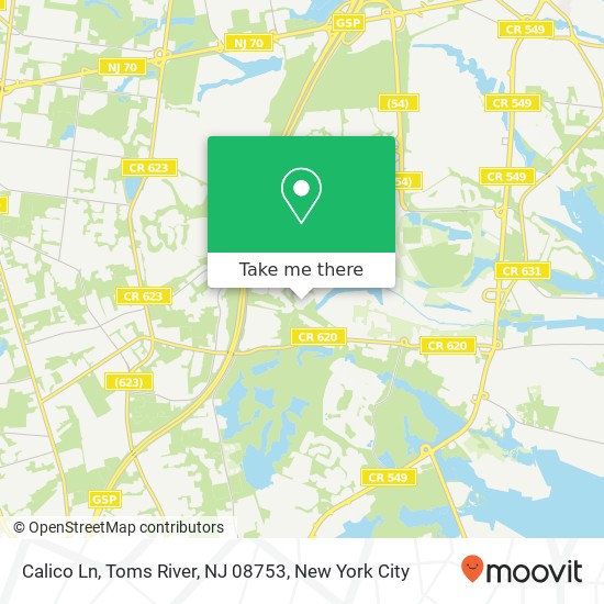 Mapa de Calico Ln, Toms River, NJ 08753