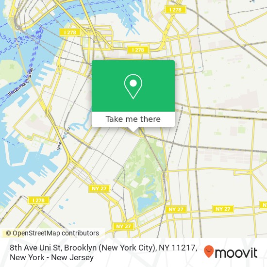 Mapa de 8th Ave Uni St, Brooklyn (New York City), NY 11217