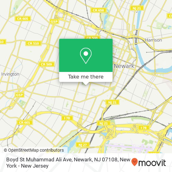Mapa de Boyd St Muhammad Ali Ave, Newark, NJ 07108