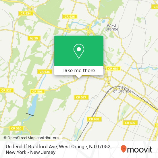 Mapa de Undercliff Bradford Ave, West Orange, NJ 07052
