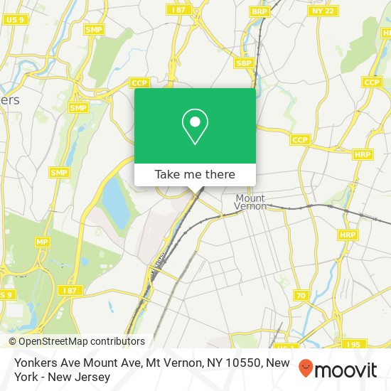 Mapa de Yonkers Ave Mount Ave, Mt Vernon, NY 10550