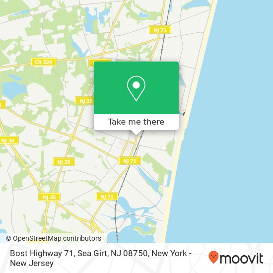 Mapa de Bost Highway 71, Sea Girt, NJ 08750