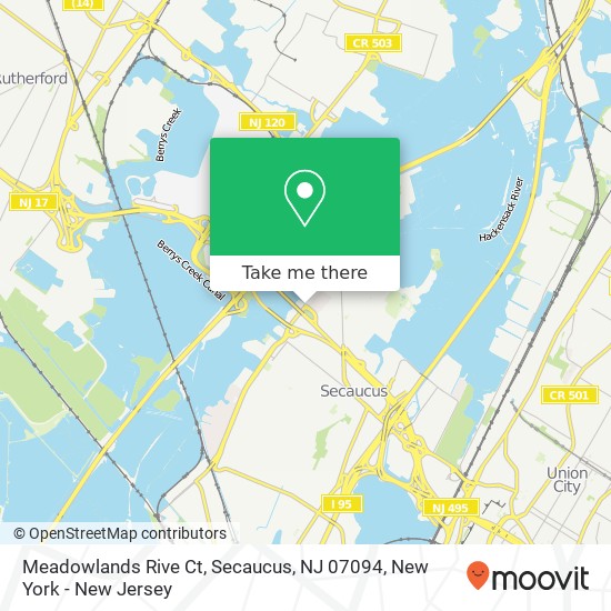 Mapa de Meadowlands Rive Ct, Secaucus, NJ 07094