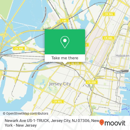 Mapa de Newark Ave US-1-TRUCK, Jersey City, NJ 07306