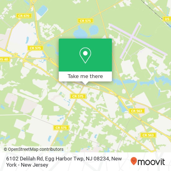 Mapa de 6102 Delilah Rd, Egg Harbor Twp, NJ 08234