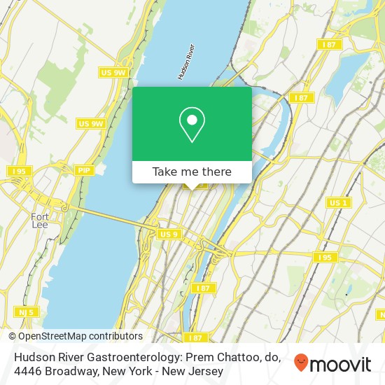 Hudson River Gastroenterology: Prem Chattoo, do, 4446 Broadway map