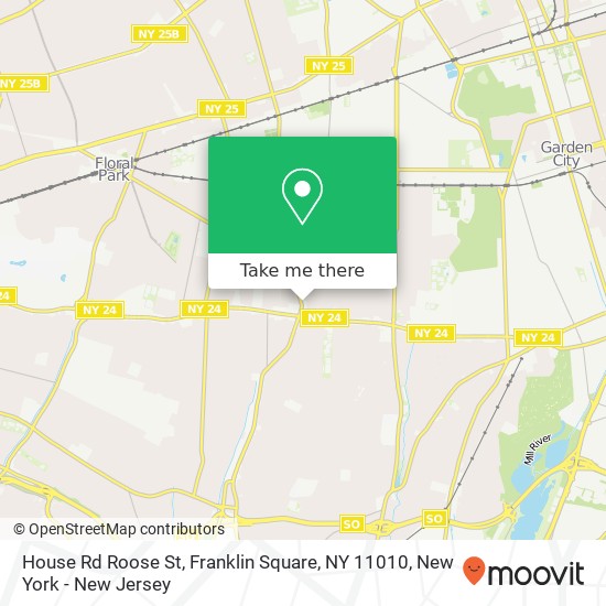 Mapa de House Rd Roose St, Franklin Square, NY 11010
