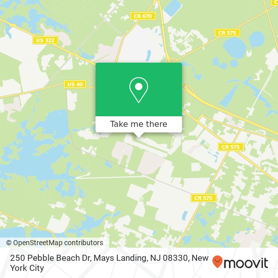 Mapa de 250 Pebble Beach Dr, Mays Landing, NJ 08330