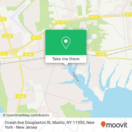 Mapa de Ocean Ave Douglaston St, Mastic, NY 11950