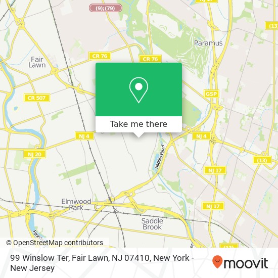 Mapa de 99 Winslow Ter, Fair Lawn, NJ 07410