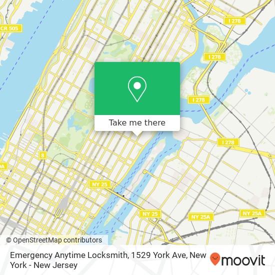 Mapa de Emergency Anytime Locksmith, 1529 York Ave
