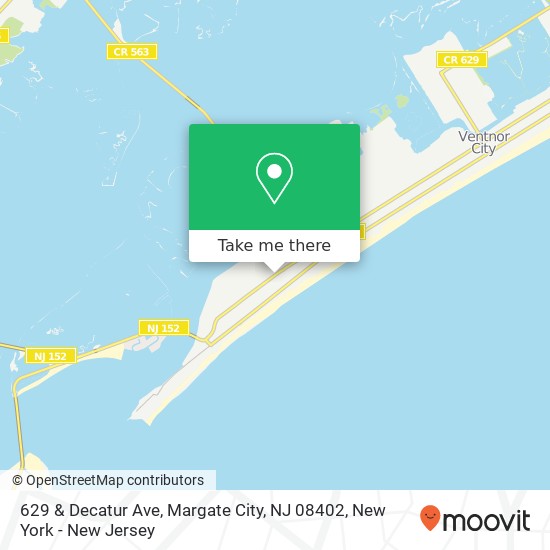 Mapa de 629 & Decatur Ave, Margate City, NJ 08402