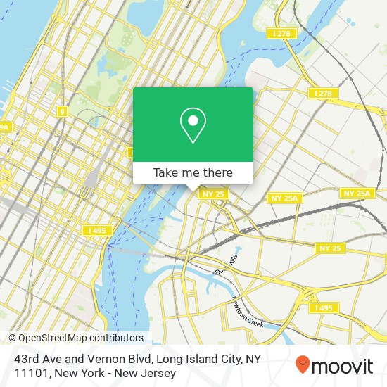 Mapa de 43rd Ave and Vernon Blvd, Long Island City, NY 11101