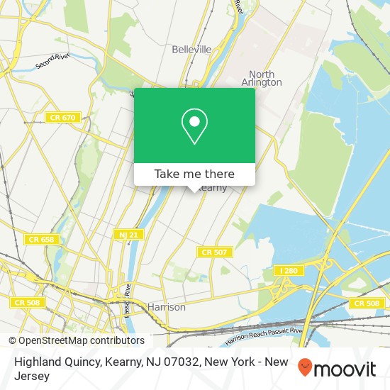 Mapa de Highland Quincy, Kearny, NJ 07032