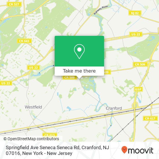 Springfield Ave Seneca Seneca Rd, Cranford, NJ 07016 map