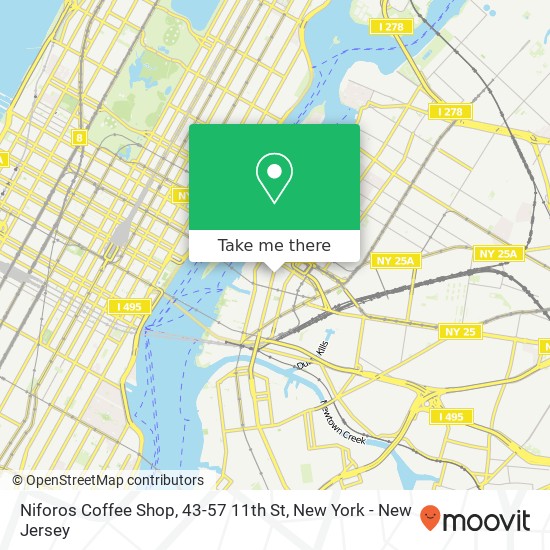 Mapa de Niforos Coffee Shop, 43-57 11th St