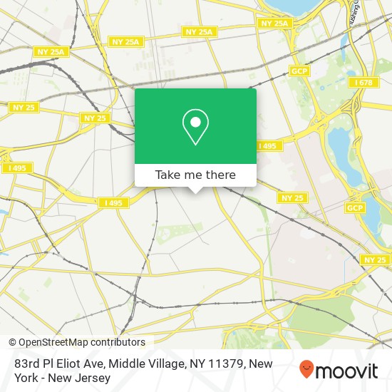 Mapa de 83rd Pl Eliot Ave, Middle Village, NY 11379