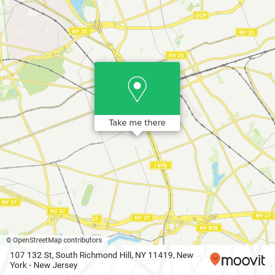 Mapa de 107 132 St, South Richmond Hill, NY 11419