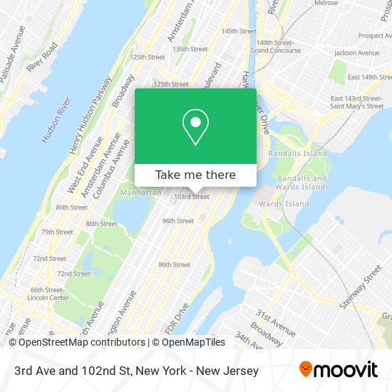 3rd Ave and 102nd St map