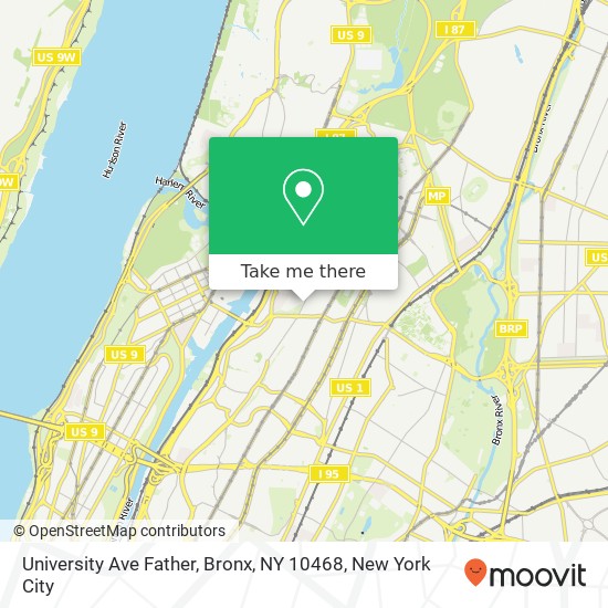 Mapa de University Ave Father, Bronx, NY 10468