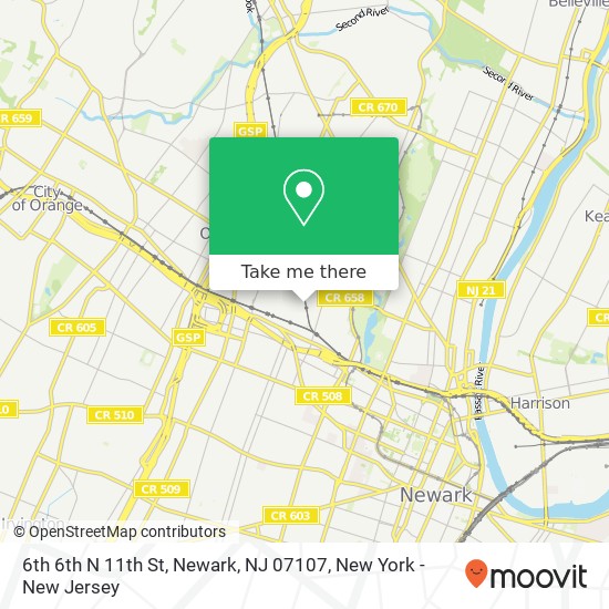 Mapa de 6th 6th N 11th St, Newark, NJ 07107