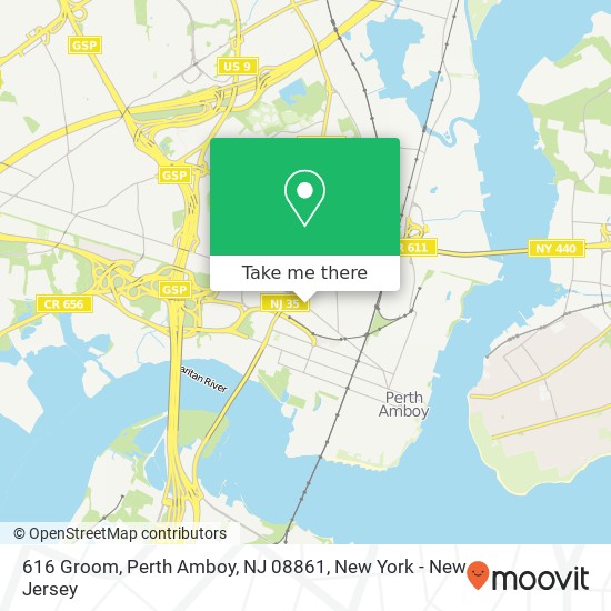 Mapa de 616 Groom, Perth Amboy, NJ 08861