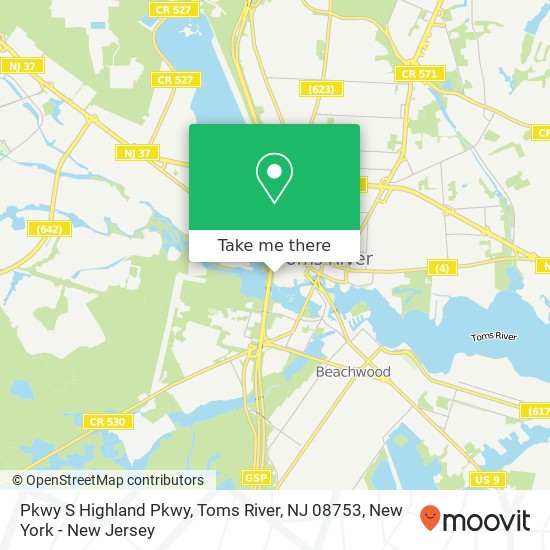 Mapa de Pkwy S Highland Pkwy, Toms River, NJ 08753