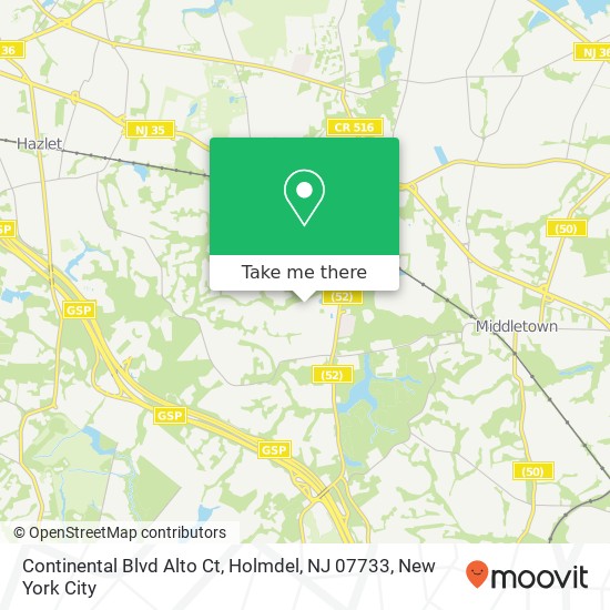 Mapa de Continental Blvd Alto Ct, Holmdel, NJ 07733