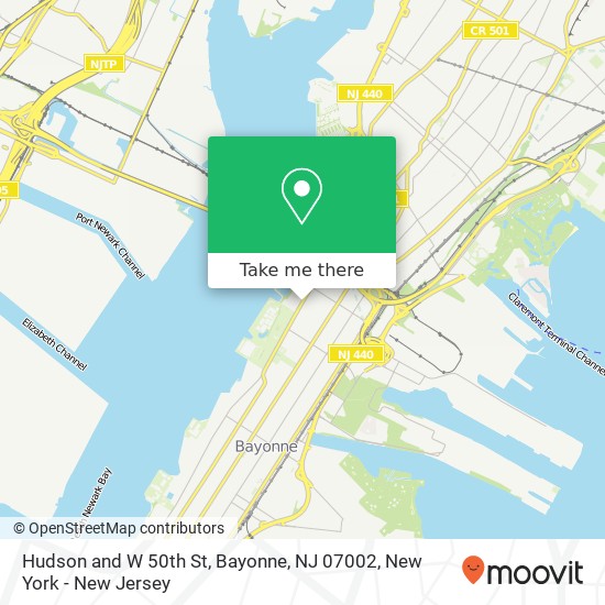 Mapa de Hudson and W 50th St, Bayonne, NJ 07002