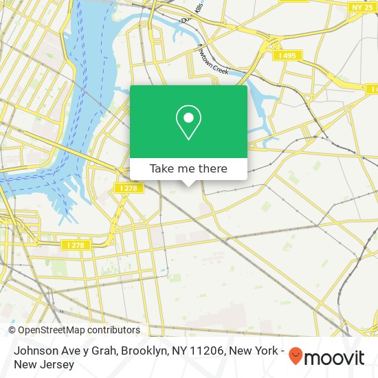 Mapa de Johnson Ave y Grah, Brooklyn, NY 11206