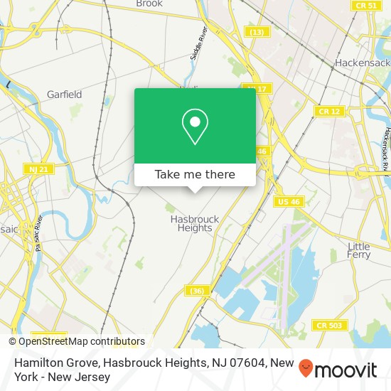 Mapa de Hamilton Grove, Hasbrouck Heights, NJ 07604