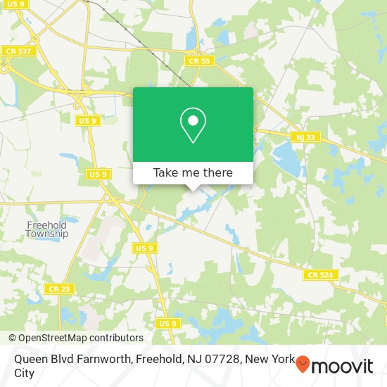 Mapa de Queen Blvd Farnworth, Freehold, NJ 07728