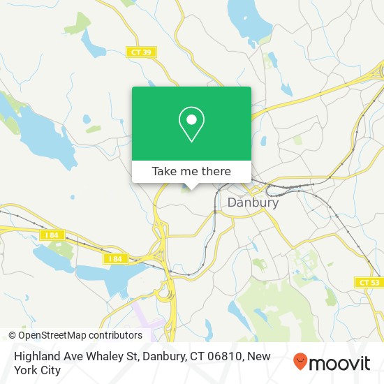 Mapa de Highland Ave Whaley St, Danbury, CT 06810