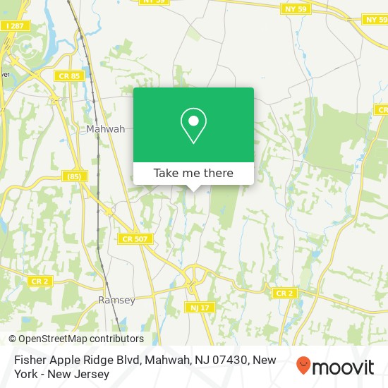 Mapa de Fisher Apple Ridge Blvd, Mahwah, NJ 07430