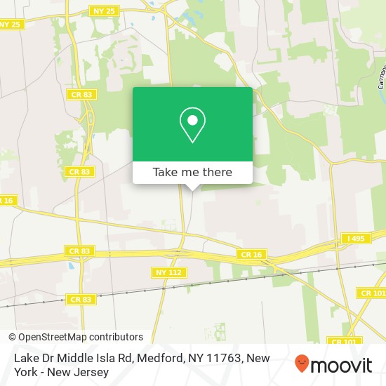 Mapa de Lake Dr Middle Isla Rd, Medford, NY 11763