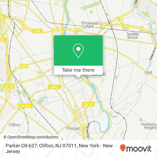 Mapa de Parker CR-627, Clifton, NJ 07011