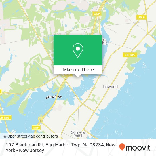 Mapa de 197 Blackman Rd, Egg Harbor Twp, NJ 08234