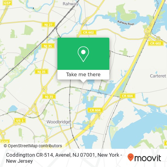 Mapa de Coddingtton CR-514, Avenel, NJ 07001