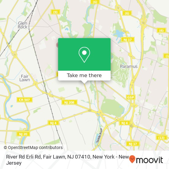 Mapa de River Rd Erli Rd, Fair Lawn, NJ 07410