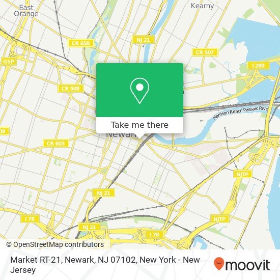 Mapa de Market RT-21, Newark, NJ 07102