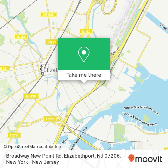 Mapa de Broadway New Point Rd, Elizabethport, NJ 07206