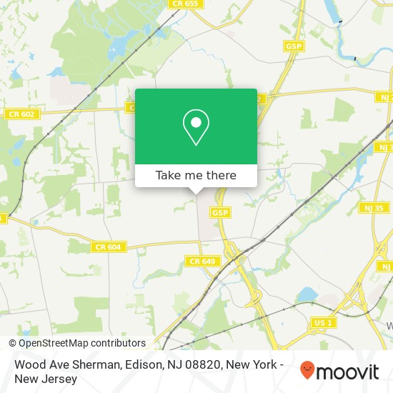 Mapa de Wood Ave Sherman, Edison, NJ 08820