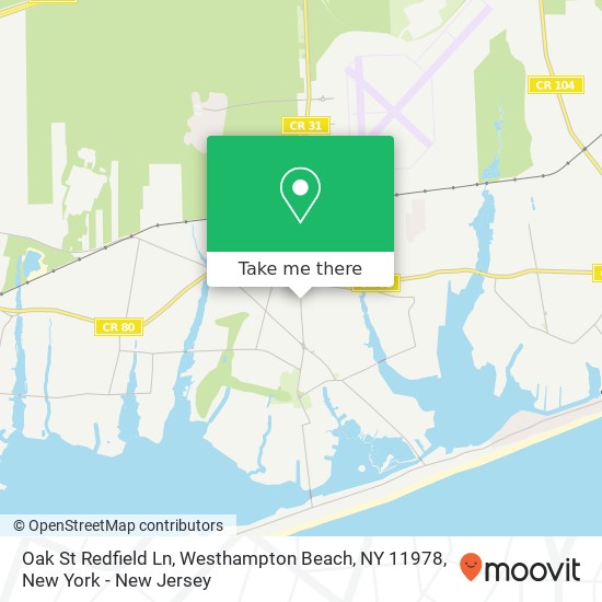 Oak St Redfield Ln, Westhampton Beach, NY 11978 map