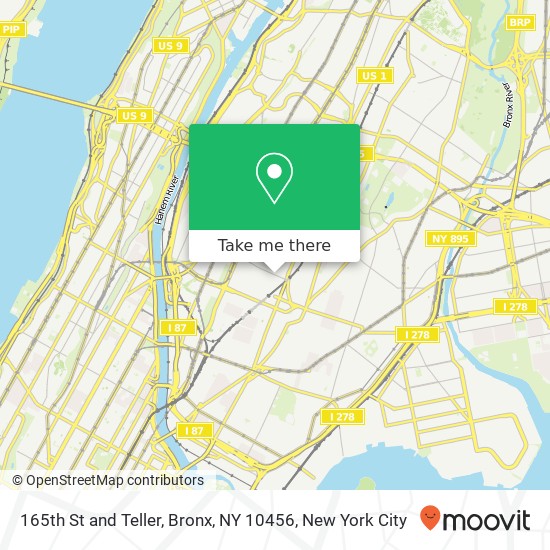 165th St and Teller, Bronx, NY 10456 map