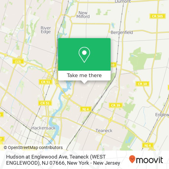 Mapa de Hudson at Englewood Ave, Teaneck (WEST ENGLEWOOD), NJ 07666